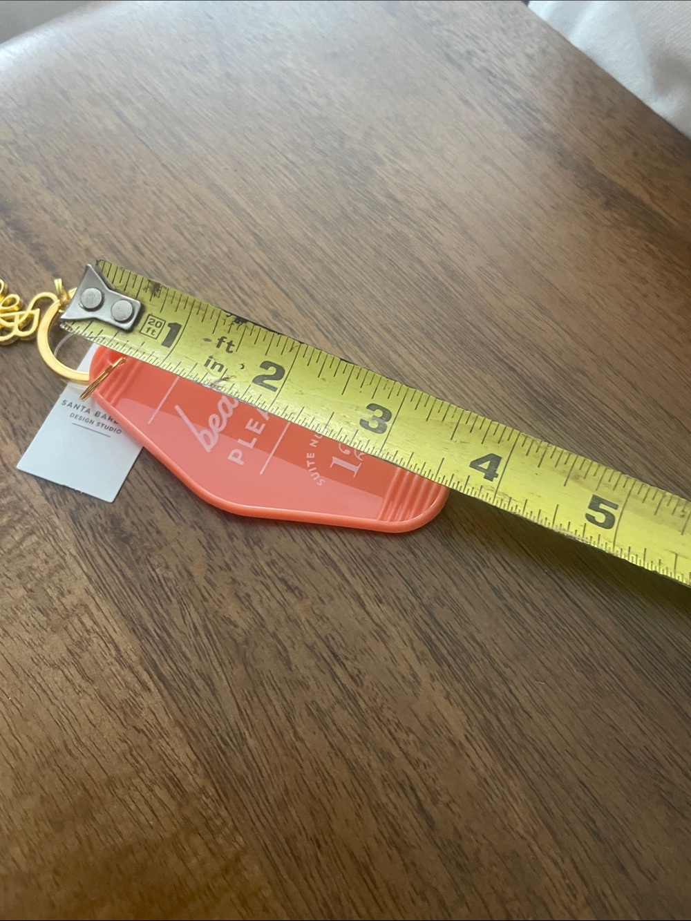 Beach Please Coral Keychain Fob with Gold Ring - Picture 3 of 4